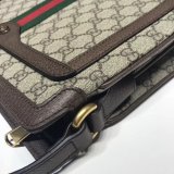 Gucci UK 523354 GG Supreme Ophidia Medium Leather-Strap Shoulder