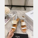 Top Quality Celine LYMPIA FLAT STRAP SANDAL in RAFFIA & CALFSKIN