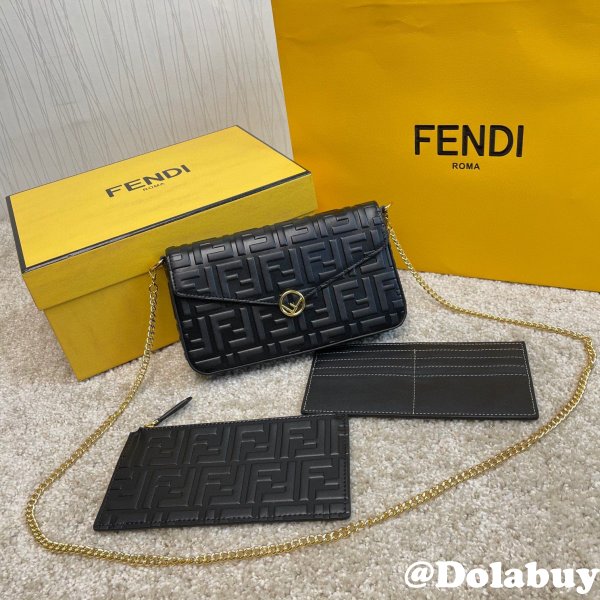 Fendi Best Fashion 212200 Maca embossing Black Bags