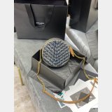 Saint Laurent Fake Vinyle round camera bag 610436 chevron-quilted