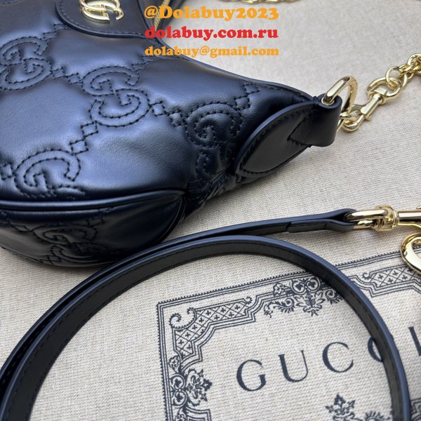 Gucci 1:1 Mirror 739736 GG Matelassé Designer Black/Pink Bag