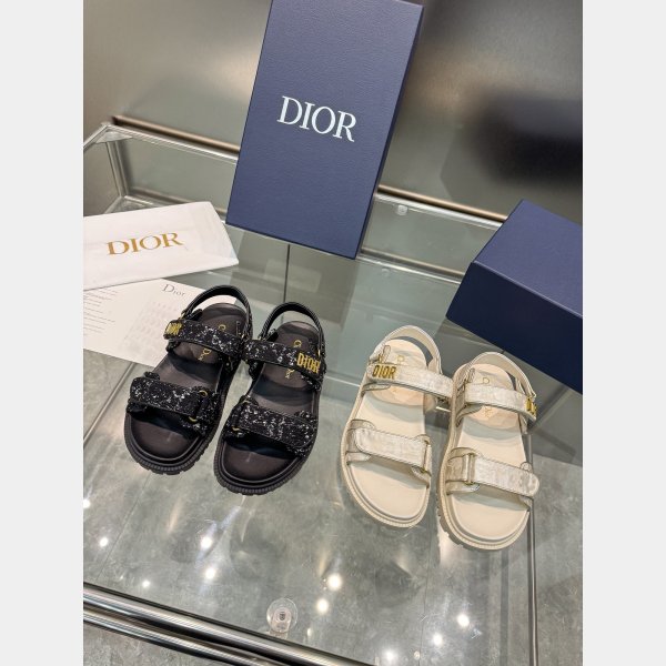 Top Quality dior Fabric with Gold-Tone Butterfly Dioract Sandal