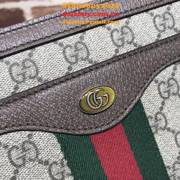 Gucci UK 523354 GG Supreme Ophidia Medium Leather-Strap Shoulder