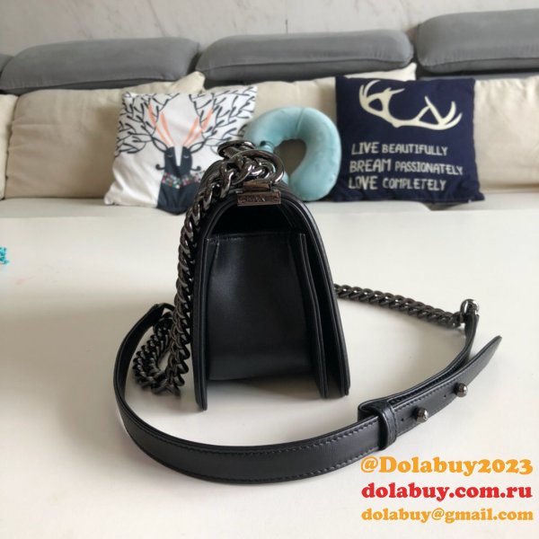 High Quality CC Le Boy Replica Best Black Bags lambksin 20cm