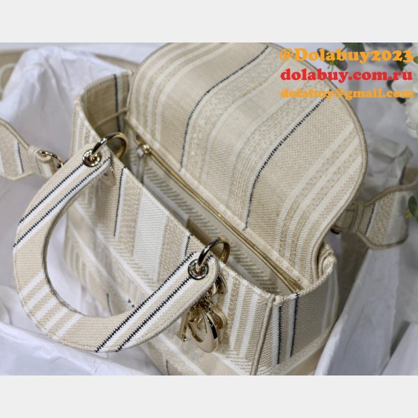 Lady Christian Dior Top Quality 24cm Embroidery Fake Bags