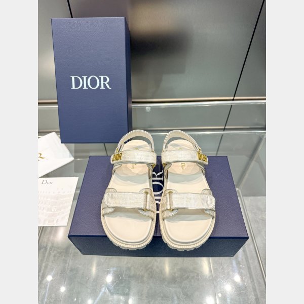 Top Quality dior Fabric with Gold-Tone Butterfly Dioract Sandal