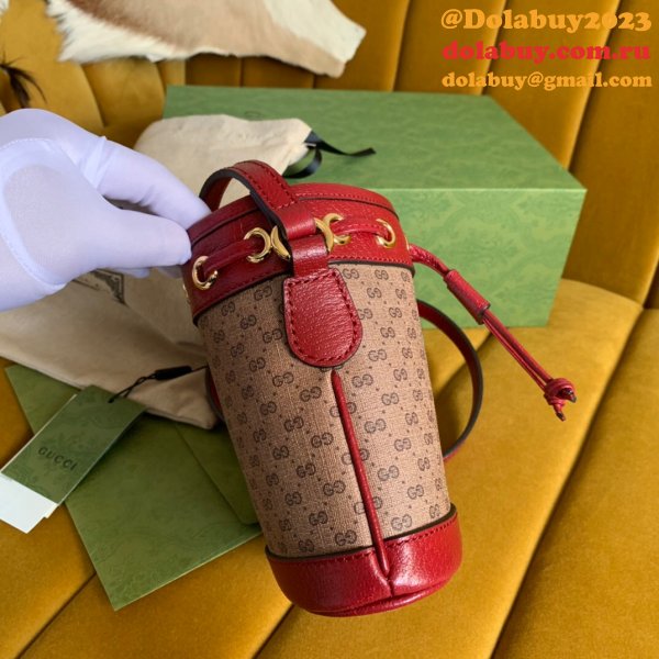 High Quality 647801 Doraemon x Gucci mini bucket red leather bag