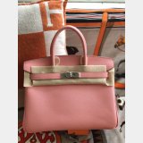 Hermes Birkin Epsom leather Handbags Pink Silver