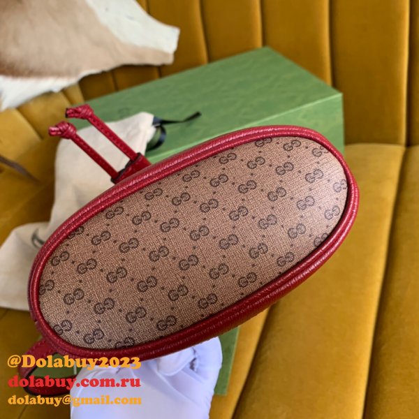 High Quality 647801 Doraemon x Gucci mini bucket red leather bag