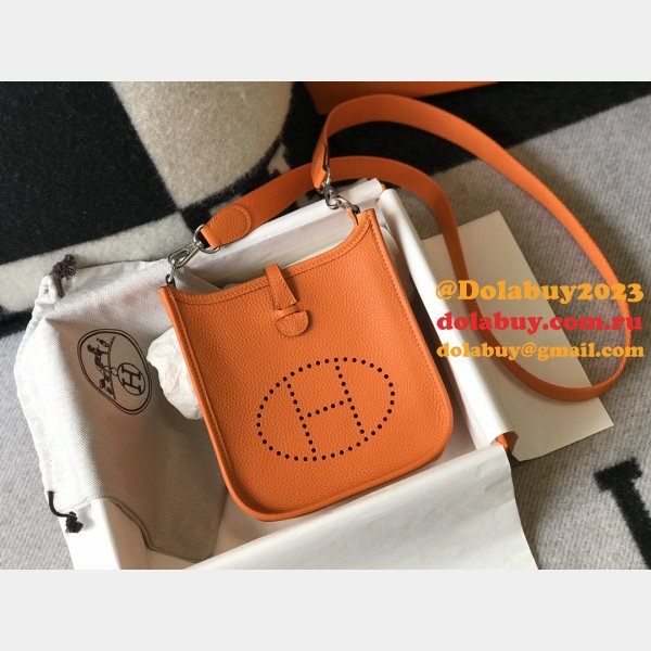 Hermes Bags Replica Mini Evelyne Orange