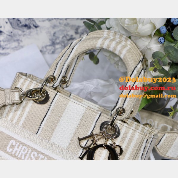 Lady Christian Dior Top Quality 24cm Embroidery Fake Bags