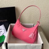 Prada Wholesale Zip Women's Hobo Black/Rose Bags Leather Handle