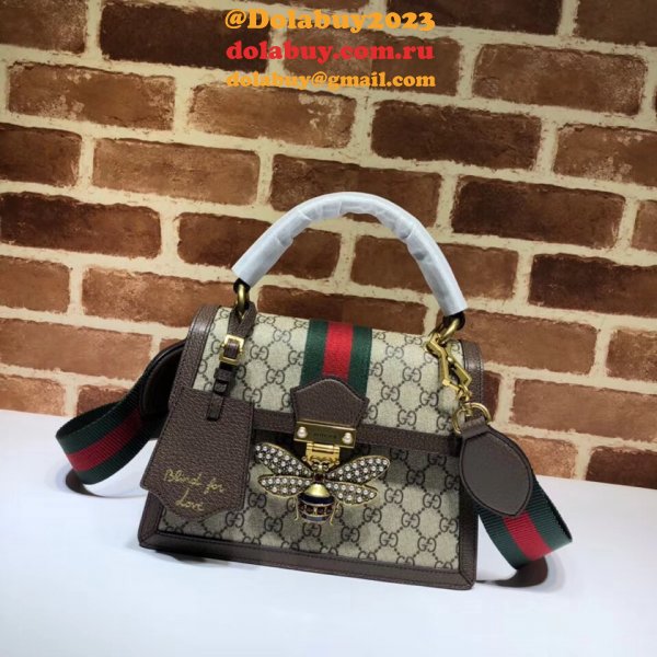 Gucci Fashion 476541 GG Supreme Queen Margaret Small Top Handle Bag