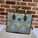 Gucci Wholesale 659983 Tiger GG small tote bag in beige and ebony Supreme