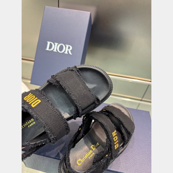 Top Quality Dior Ecru Fringed Cotton Canvas Dioract Sandal