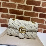 Gucci Replicas 443497 Chain Bags For Women GG Marmont small matelassé shoulder White