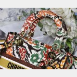 Lady Knockoff Dior 24cm Yellow Multicolor Christian Paisley Embroidery