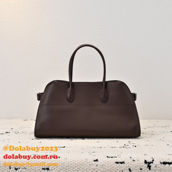 Top Quality The Row EW Margaux Leather Llain Weave Bag